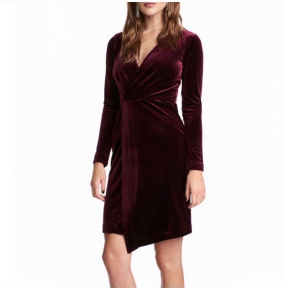 NWT H&M Burgundy Velvet Dress